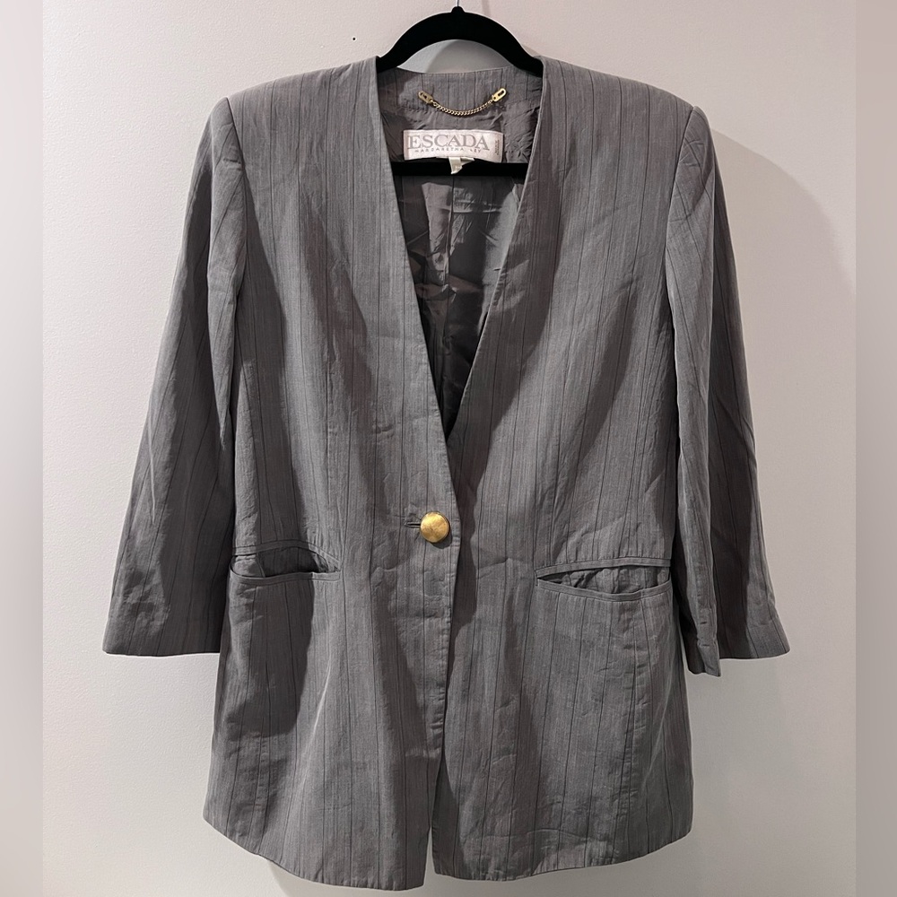 Escada Charcoal Blazer with Gold Button